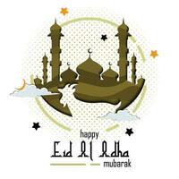 Eid Adha Mubarak Greeting Islamic Illustration Background Vector Design