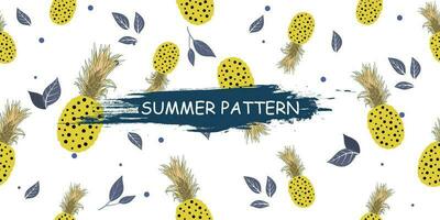 unique abstract summer pineapple fruits seamless pattern background vector