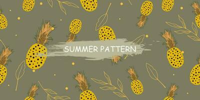 unique abstract summer pineapple fruits seamless pattern background vector