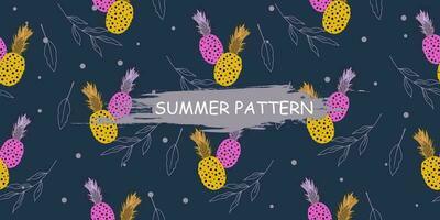 unique abstract summer pineapple fruits seamless pattern background vector