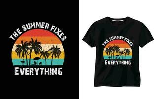 The beach fixes everything quote t-shirt design, vector summer t-shirt design, Surf Paradise, Break The Waves, Sea Beach, California Beach, Santa Monica Beach t-shirt design