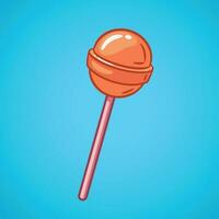 Lollipop illustration. Orange candy on a stick. Hand-drawn vector illustration