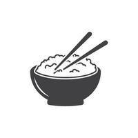 arroz cuenco y palillos icono vector