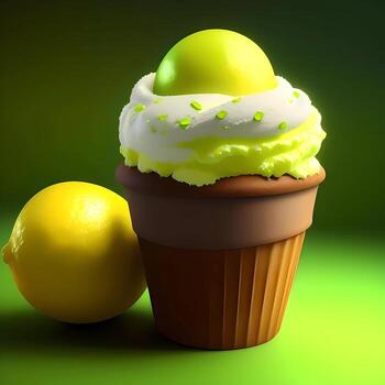 3d representación realista Lima Limon hielo crema. generativo ai foto