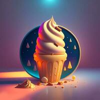 realista Rico y cremoso maní mantequilla hielo crema cono. generativo ai foto