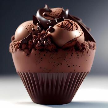 3d representación realista Rico chocolate hielo crema. generativo ai foto