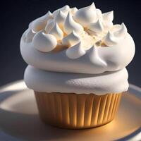 3D Rendering Realistic Creamy Vanilla Ice Cream. photo