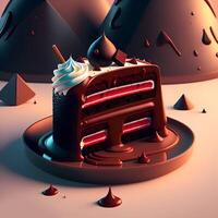 3D Rendering Realistic Chocolate Strawberry Cake. photo