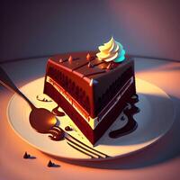 3D Rendering Realistic Chocolate Vanilla Cake. photo