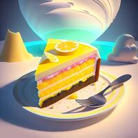 3D Rendering Realistic Chocolate Lemon Strawberry Cake. Generative AI photo