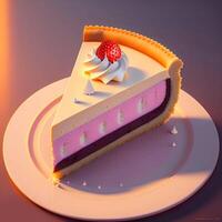3D Rendering Realistic Chocolate Strawberry Cheesecake. photo