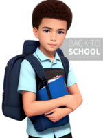 Schoolboy With Backpack And Holding Books png