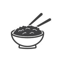rice bowl and chopsticks icon vector