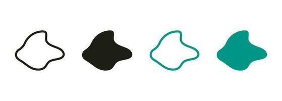 Organic Abstract Blob Shape. Random Blotch Line and Silhouette Set. Simple Irregular Smooth Black and Color Form. Pebble, Stone, Drop Collection. Minimal Fluid. Isolated Vector Illustration.