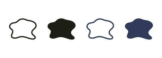 Random Abstract Blotch Line and Silhouette Set. Irregular Simple Smooth Black and Color Form. Minimal Fluid. Organic Blob Shape. Pebble, Stone, Drop Collection. Isolated Vector Illustration.