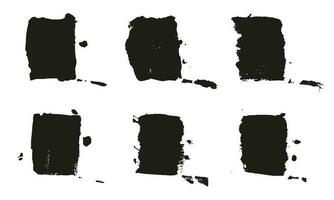 Black Grunge Template Background, Brush Ink in Square Shape. Dirty Brushstroke with Abstract Border. Rectangle Paintbrush Rough Texture. Abstract Graphic Element. Isolated Vector Illustration.