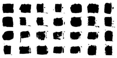 Brush in Square Shape Set. Paint Texture, Grunge Stroke. Rough Brushstroke Rectangle Box. Grungy Black Ink. Abstract Graphic Element. Isolated Vector Illustration.