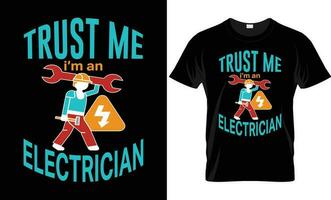 eléctrico ingeniero camiseta y póster vector diseño modelo. con electricista, casco, engranaje, destornillador y llave inglesa vectores gracioso Ingenieria cita. para etiqueta, Insignia también.