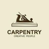 Vintage wood carpentry logo vector