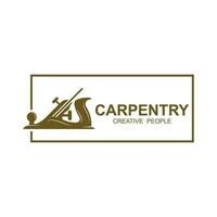 Vintage wood carpentry logo vector