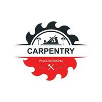 Vintage wood carpentry logo vector