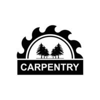 Vintage wood carpentry logo vector