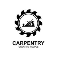 Vintage wood carpentry logo vector