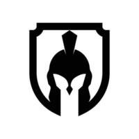 proteger y casco de el espartano guerrero símbolo, espartano casco logo vector ilustración