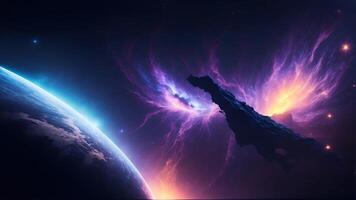 Nebula Galaxy Background. Cosmos Clouds And Beautiful Universe Night Stars. photo