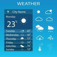 Weather widget app for mobile vector