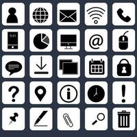 Vector set of universal web icons for media, communication, business, mobile