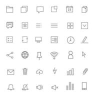 User interface essentials line icons set, outline vector symbol collection, linear style pictogram pack.Set includes icons as home, security, sound, trash, options, menu