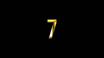 Number Seven golden shine light motion text effect animation video