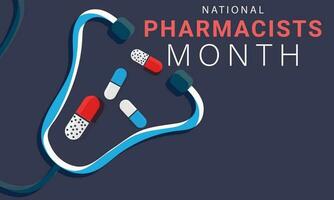 National Pharmacists Month. background, banner, card, poster, template. Vector illustration.