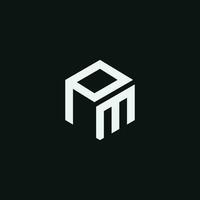 P M letter logo design, vector template