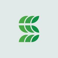 alphabet natural S letter logo, green leaf. vector