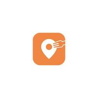Food pin app icon. restaurant location logo illustration vector