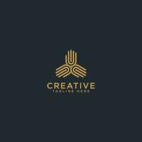 creative line hand logo design vector symbol