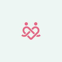 Heart vector symbol. Valentines day ribbon logotype. Abstract line logo icon design.