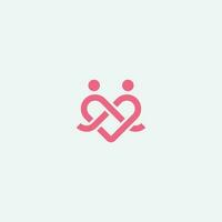 Heart vector symbol. Valentines day ribbon logotype. Abstract line logo icon design.