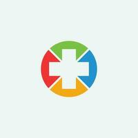 Creative Medical healthcare circle shape plus icon vector template.