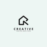 Minimal awesome R letter Logo design in vector for home, real estate, building, property.
