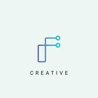 Letter F logo set with gradient design. abstract letter F for digital technology brand logo template. vector