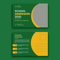 Awesome Back To School Post Card Design Template For Your School Admission vector