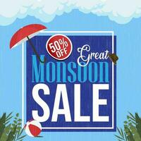 monsoon big sale promotion banner poster design template vector