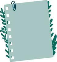 cuaderno con hojas icono imagen vector ilustración diseño verde y azul