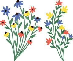 Set of hand drawn flowers. Vector illustration in doodle style.