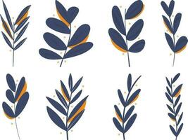 Set of hand drawn leaves. Vector illustration in a flat style.