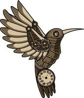 Vector illustration of a woodpecker with a clock in its beak