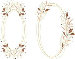 golden frames with flowers and leafs isolated icon vector illustration design